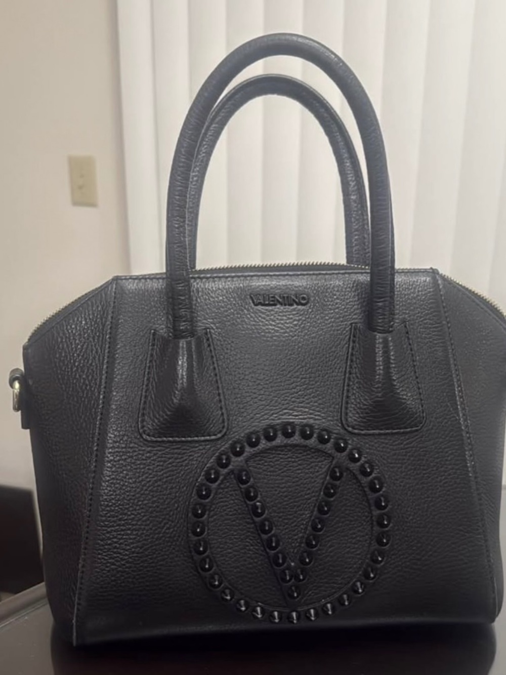 Authentic Mario Valentino Black Leather Satchel ( with dust bag and strap)